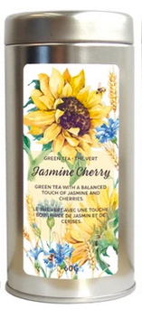 Sunflowers and Bees Tin, Jasmine Cherry Green Tea, 60g