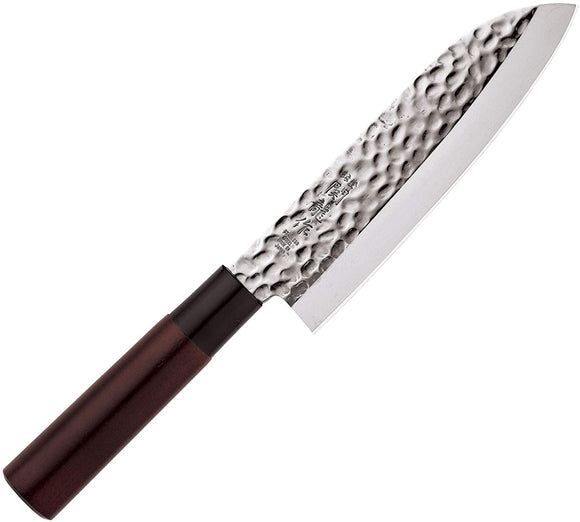 Seki Ryushi Hammered Texture Santoku Chef's Knife with Coated Handle, 6.5