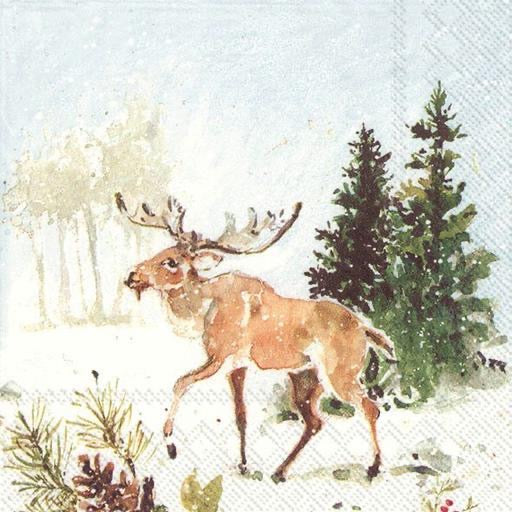 Cocktail Napkin - Woodland Deer and Moose