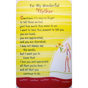 "For My Wonderful Mother" Wallet Card