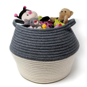 Natural Living Woven Belly Basket, Grey / White 33x24cm H