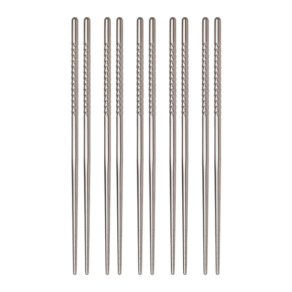 HAK Chopstick Set, Stainless Steel w/Twist - 5 Pairs