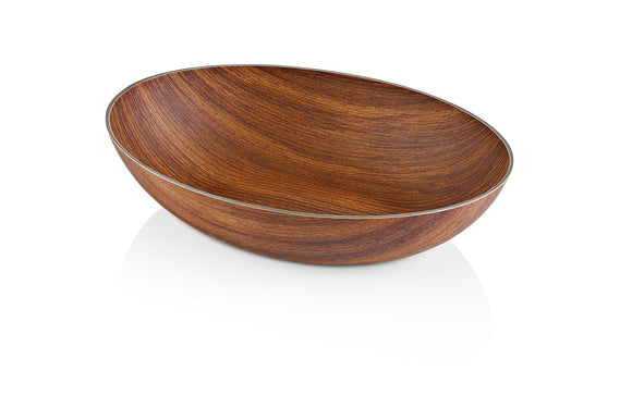 Faux-Wood Oval Salad Bowl, Extra Large