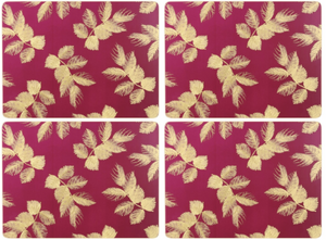 Sarah Miller Etched Leaves- Pink Cork-Backed Placemats, Set of 4