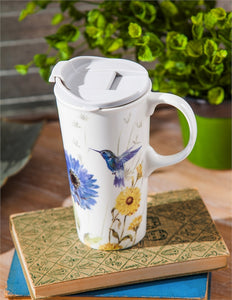 Ceramic Travel Cup w/Tritan Lid & Gift Box, 17oz Floral Garden
