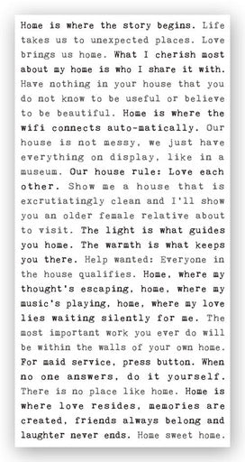 Home (Where The Story Begins) Typewriter Sign, 8x16x1