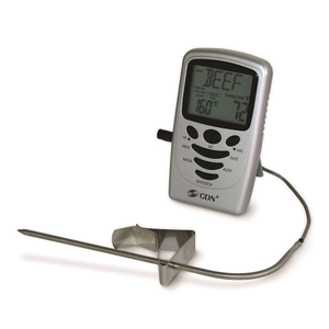 Programmable Probe Thermometer/Timer, Silver 32 - 482F