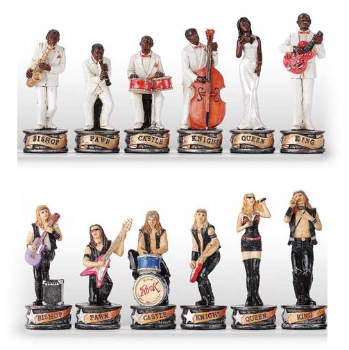 Rock N Roll And Jazz Polyresin Chess Piece Set (32pc)