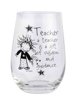 C I L Stemless Wine Glass w/Box, Teacher