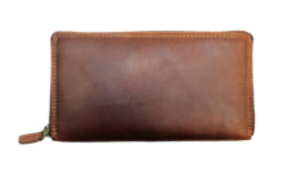 Rugged Earth Leather Zip-Up Organizer Wallet, Style 990020