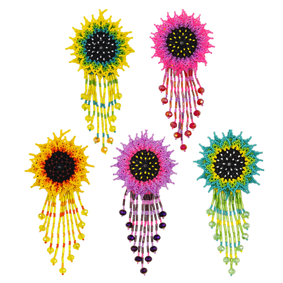 Tribal Roots Sunflower Beaded Ornament, Assorted