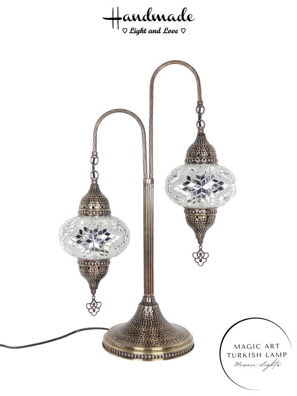 Mosaic Table Lamp, 2 Globes