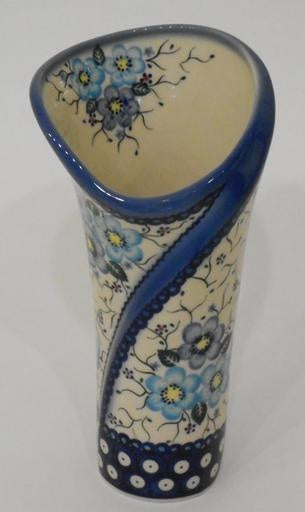 Vase, Tall, 23cm, Blue Flowers & Vines