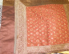 India Bedcover w / 2 Pillowshams, Rusted Bronze, Silk, 80" x 100"