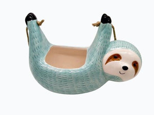Hanging Pot, Sloth in Blue Sweater 20x11x14.5cm