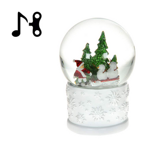 Child With Snowman Waterglobe With Music, 12cm