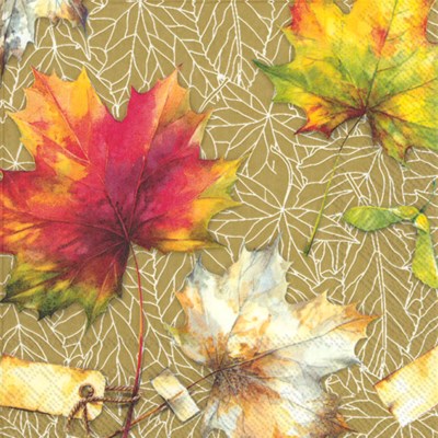 Cocktail Napkin - Country Leaves, Ochre
