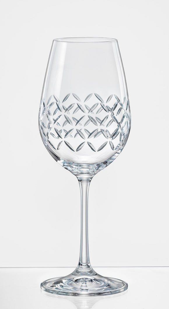 Bohemia Crystal Cross-Cut Wine Glass Set, 2pc 350ml