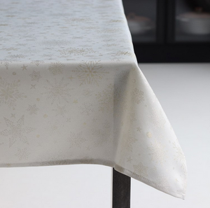 Harman Elegant Snowflake Tablecloth, 70" Round Metallic