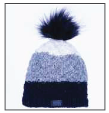 Rocky Mountain Outfitters Wool Beanies w/ Fur Pom Pom, Black/Grey/White
