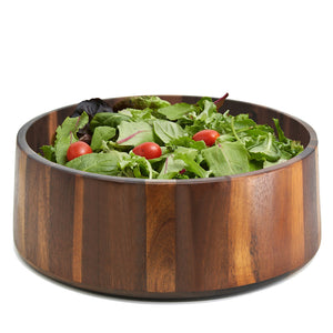Natural Living Dark Acacia Wood Salad Bowl, 11" Dia