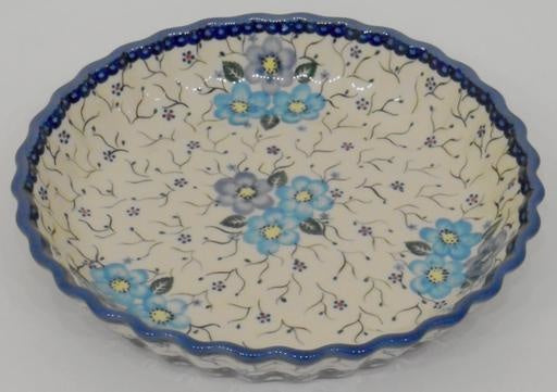 Pie / Tart Dish, 25cm, Blue Flowers & Vines