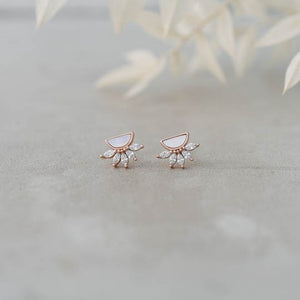 Glee Jewellery Antique Studs-Mother of Pearl, Rose Gold