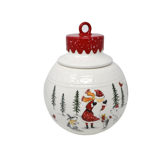 Ornament Cookie Jar w/Santa Winter Scene, 20.5x26.5cm
