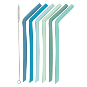 Silicone Smoothie Straws - "Marina" Colours Set/6 w/Brush
