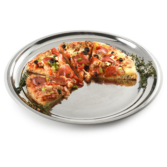 NorPro Stainless Steel Pizza Pan & Serving Tray, 15.5