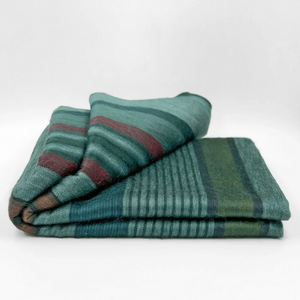 Ecualama Baby Alpaca Wool Throw, Multi-Coloured  Stripes Deep Turquoise 90x67"