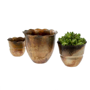 Iron Petal Pots, Set of 3