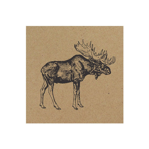 Moose Sketch Brown Lunch Napkin, 20pk