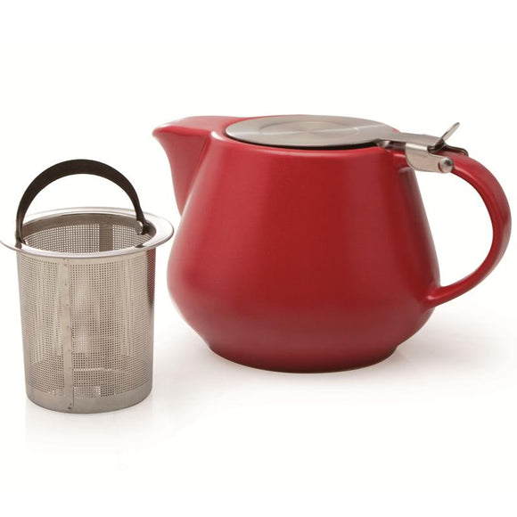 BIA Matte Stoneware Infusing Teapot, 22oz Red