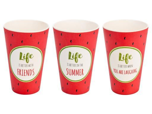 Bamboo Cup Set of 3 400ml, Watermelon