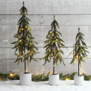 Slim Evergreen LED Green Tree In Ceramic Pot - Large