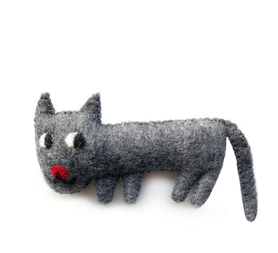 Hamro Felt Dog Toy, Grey Cat