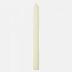 10" Ivory Crown Stearin Wax Taper Candle, Single