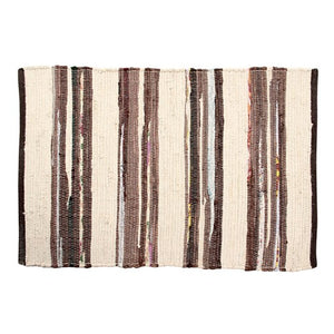 Chindi Floor Mat, Ivory/Brown/Mixed Stripe 24x36"
