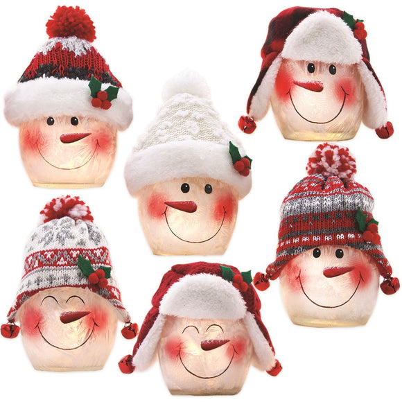 Snowman w/ Winter Hat Pre-Lit Jar, Assorted Styles