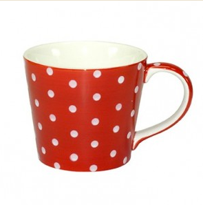 "Red Mug With White Polka Dots" Ceramic Mug, 10oz