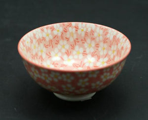 Red Flora Stoneware Bowl, 4.75" Dia