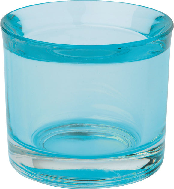 IHR Glass Cup Tea Light Holder, Light Blue