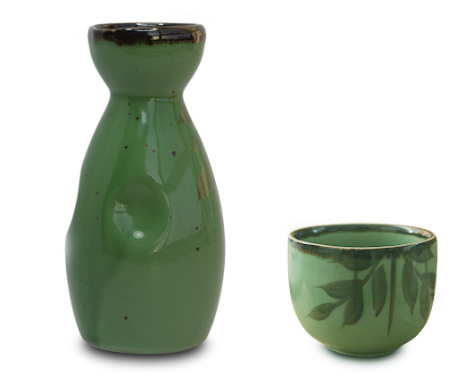 Green Bamboo Porcelain Sake Cup, 50ml