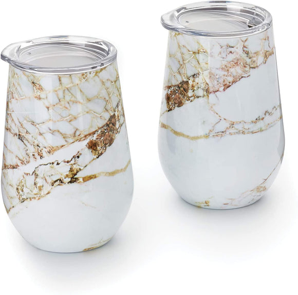 Outset Copper Marble Wine Tumblers, 12oz Set/2