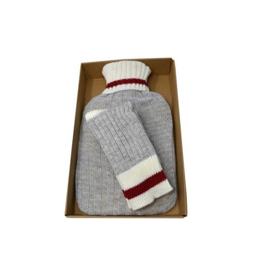 Hot Water Bottle & Matching Sock Box Set, Classic Wool Look