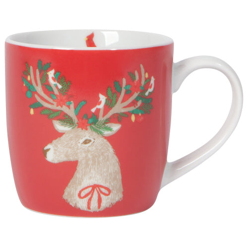 Dasher Deer Porcelain Mug, 12oz
