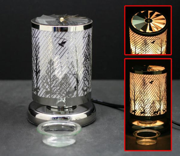 Carousel Touch Sensor Lamp, Silver Ravine w/ Scented Wax Container