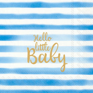 Cocktail Napkin - Hello Little Baby (Light Blue)