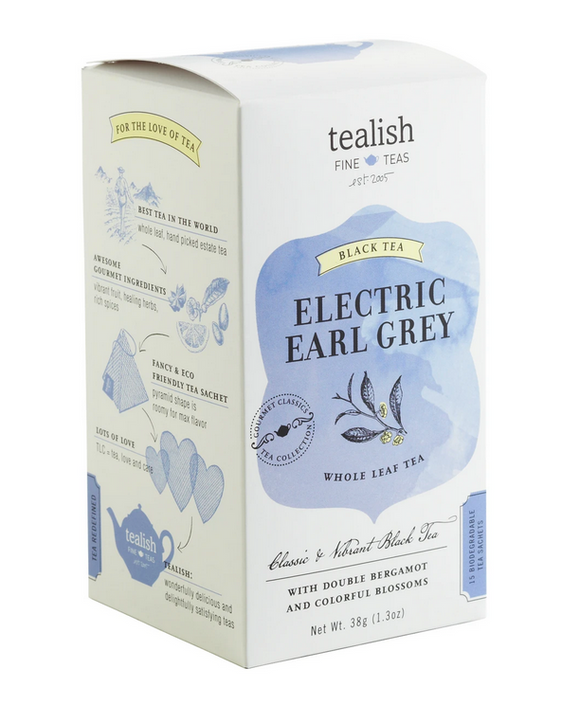 Tealish Gourmet Classics -Electric Earl Grey Black Tea, 15 Teabags